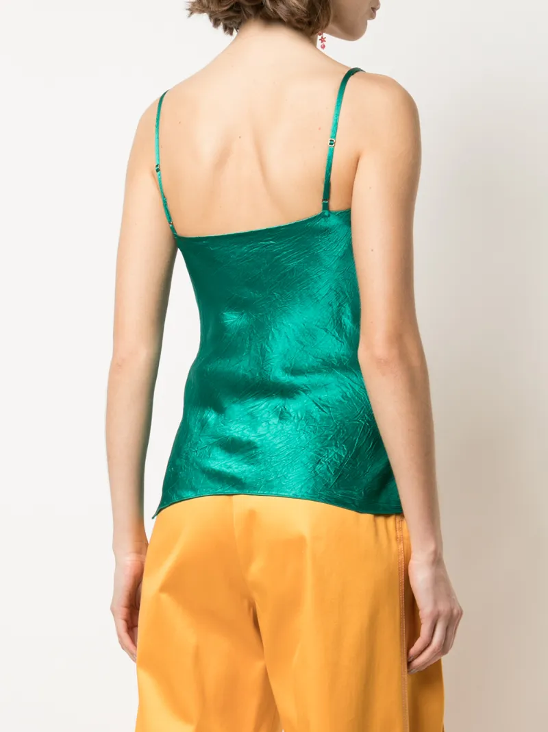 Sies Marjan Amira Crinkled-satin Cami Top In Green