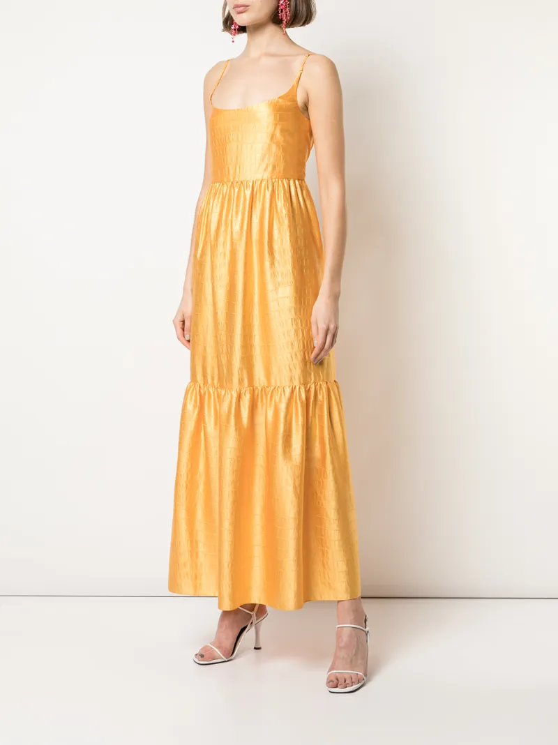 Sies Marjan Brianna Crocodile-embossed Satin Maxi Dress In Yellow