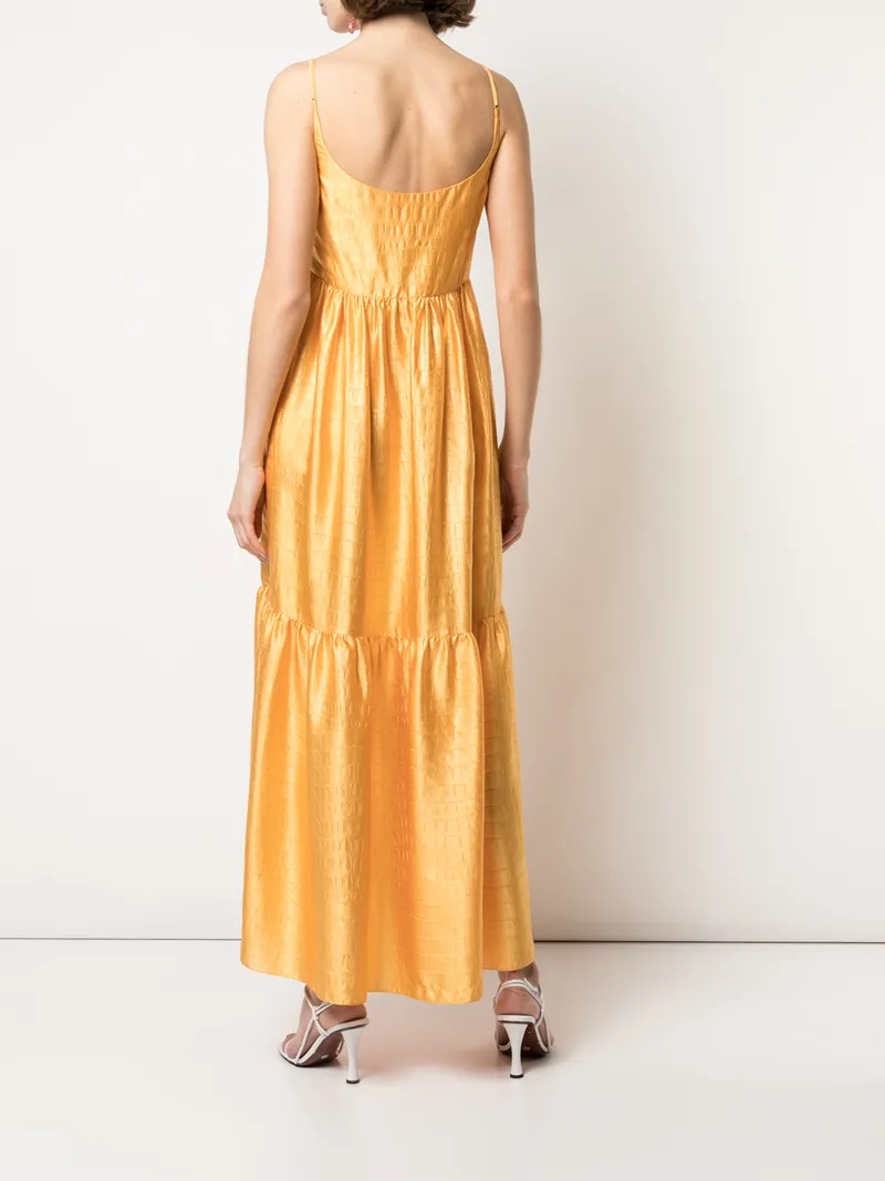 Sies Marjan Brianna Crocodile-embossed Satin Maxi Dress In Yellow