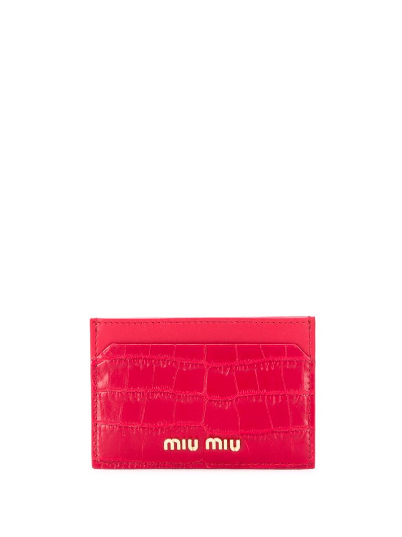 Miu Miu Mock Croc Cardholder In Red