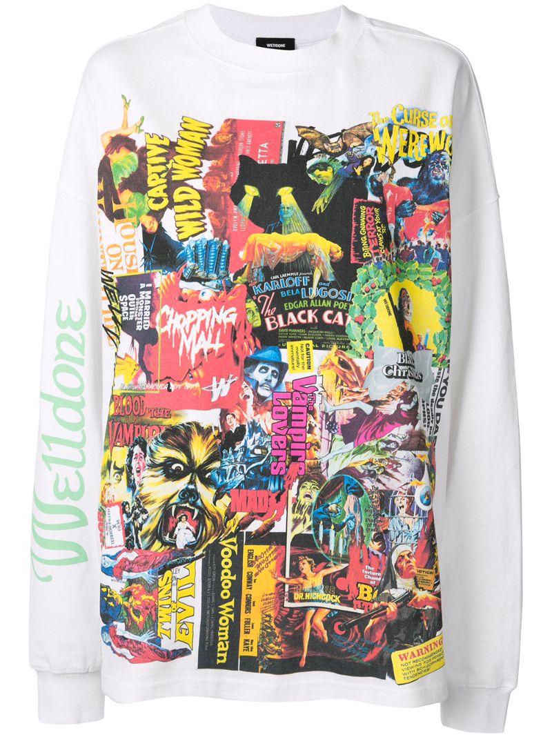 We11 Done Oversized Comic Print Top In White