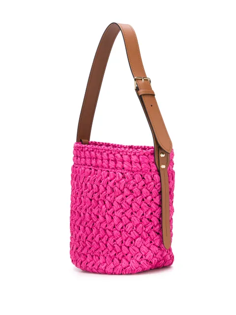 prada pink raffia tote