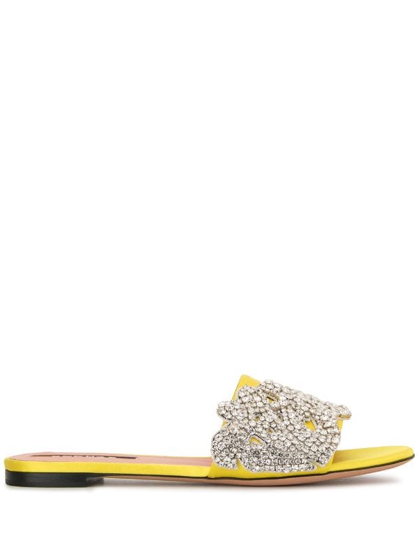 Rochas Crystal Embellished Flat Mules 