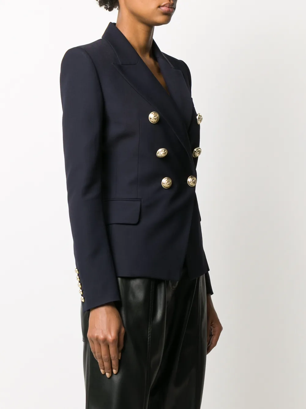  Balmain Double-breasted Fitted Blazer - Blue 