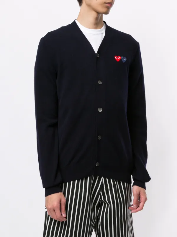 Comme des Garçons 2022 Logo Cardigan Comme Des Garçons Play Embroidered Logo Cardigan | Blue | FARFETCH