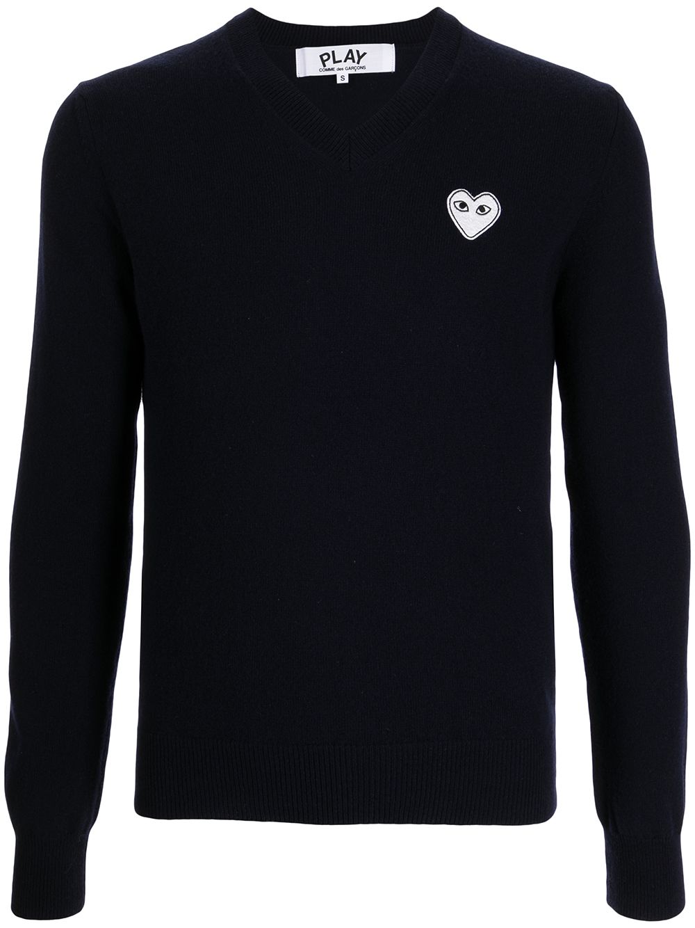 Comme Des Garçons Play heart-patch V-neck Wool Jumper - Farfetch