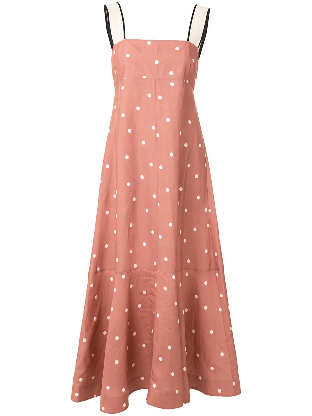 Lee Mathews Polka Dot Flared Dress In Pink