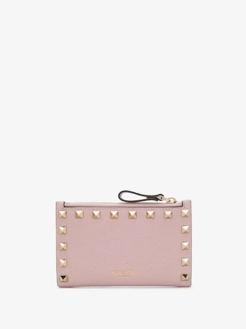 Valentino Garavani Rockstud grainy calfskin cardholder with zipper