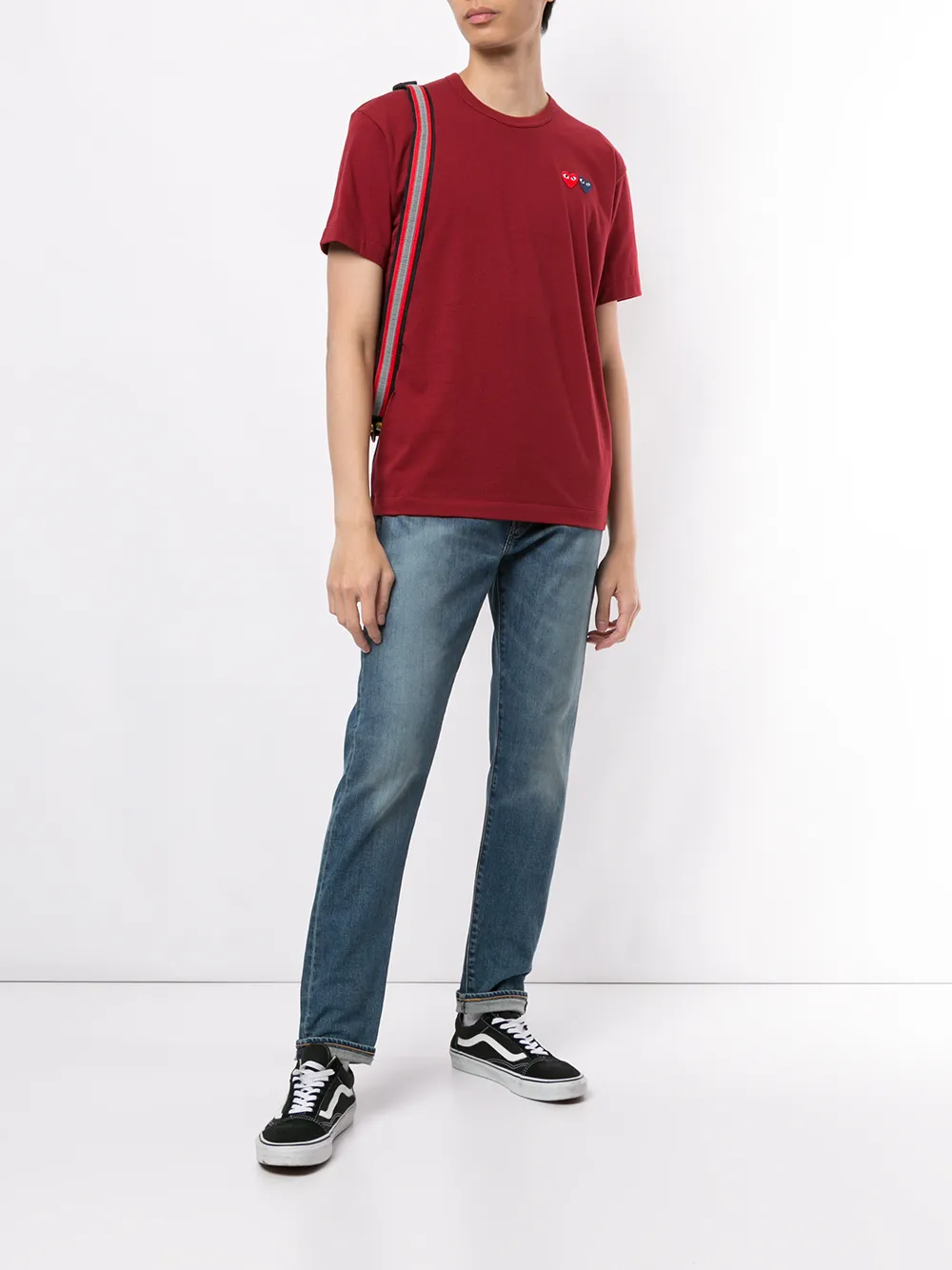 Comme Des Garçons T-shirt met harten applicatie - Rood