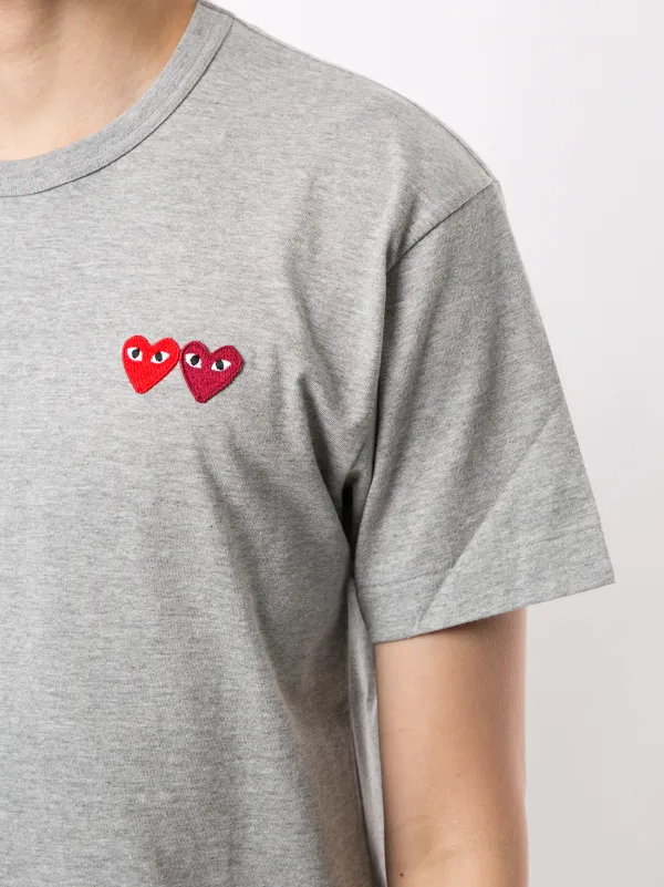 Shop Comme des Garçons PLAY Double Heart T-Shirt