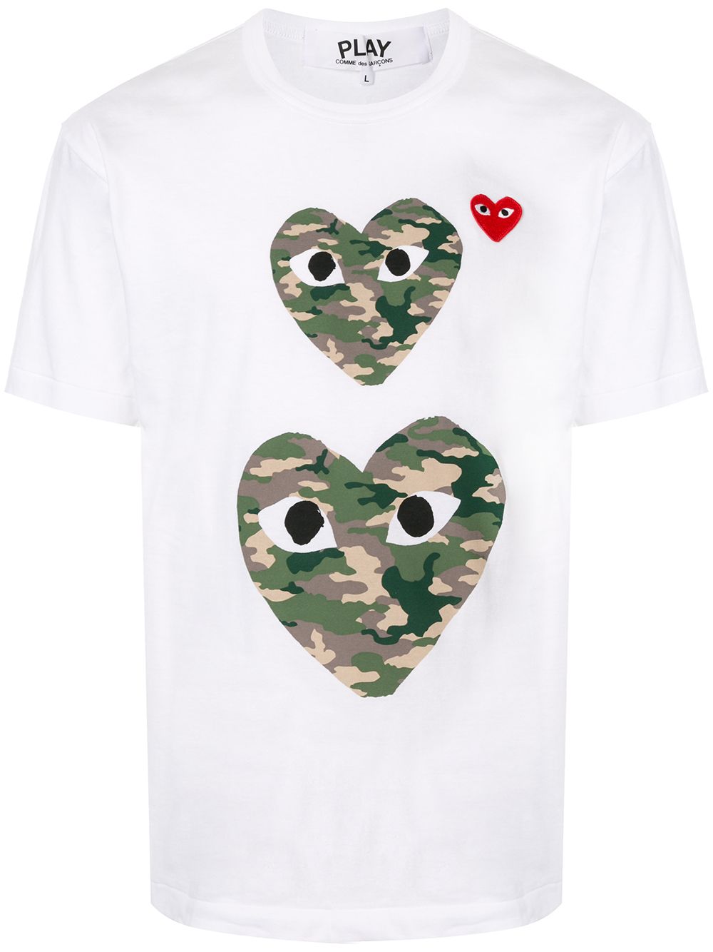 Comme Des Garçons Play Heart Print Neck T-shirt In White | ModeSens