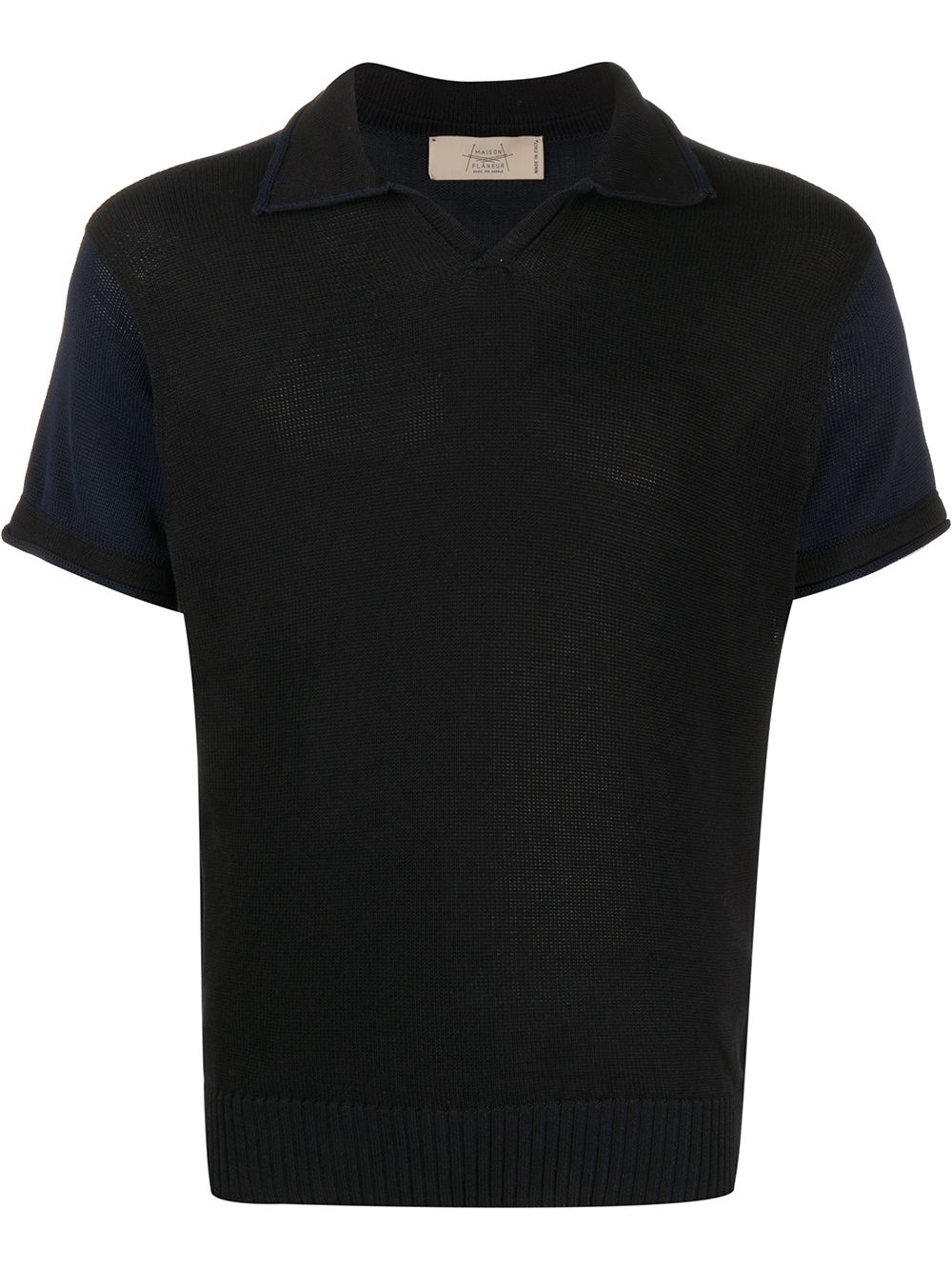 Shop Maison Flaneur Contrasting Sleeves Polo Shirt In Black