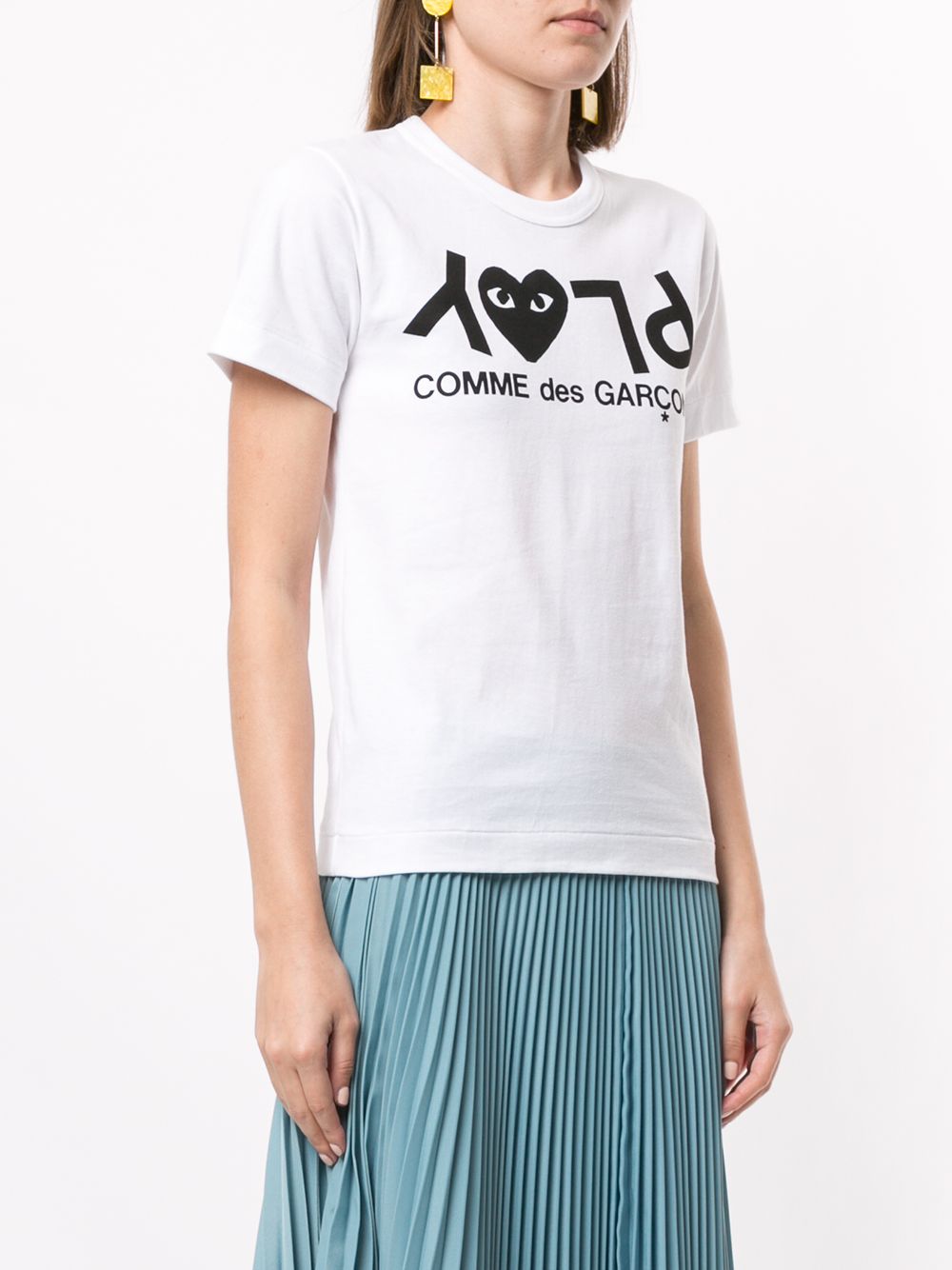 Shop Comme Des Garçons Play Logo Print Relaxed Fit T-shirt In White