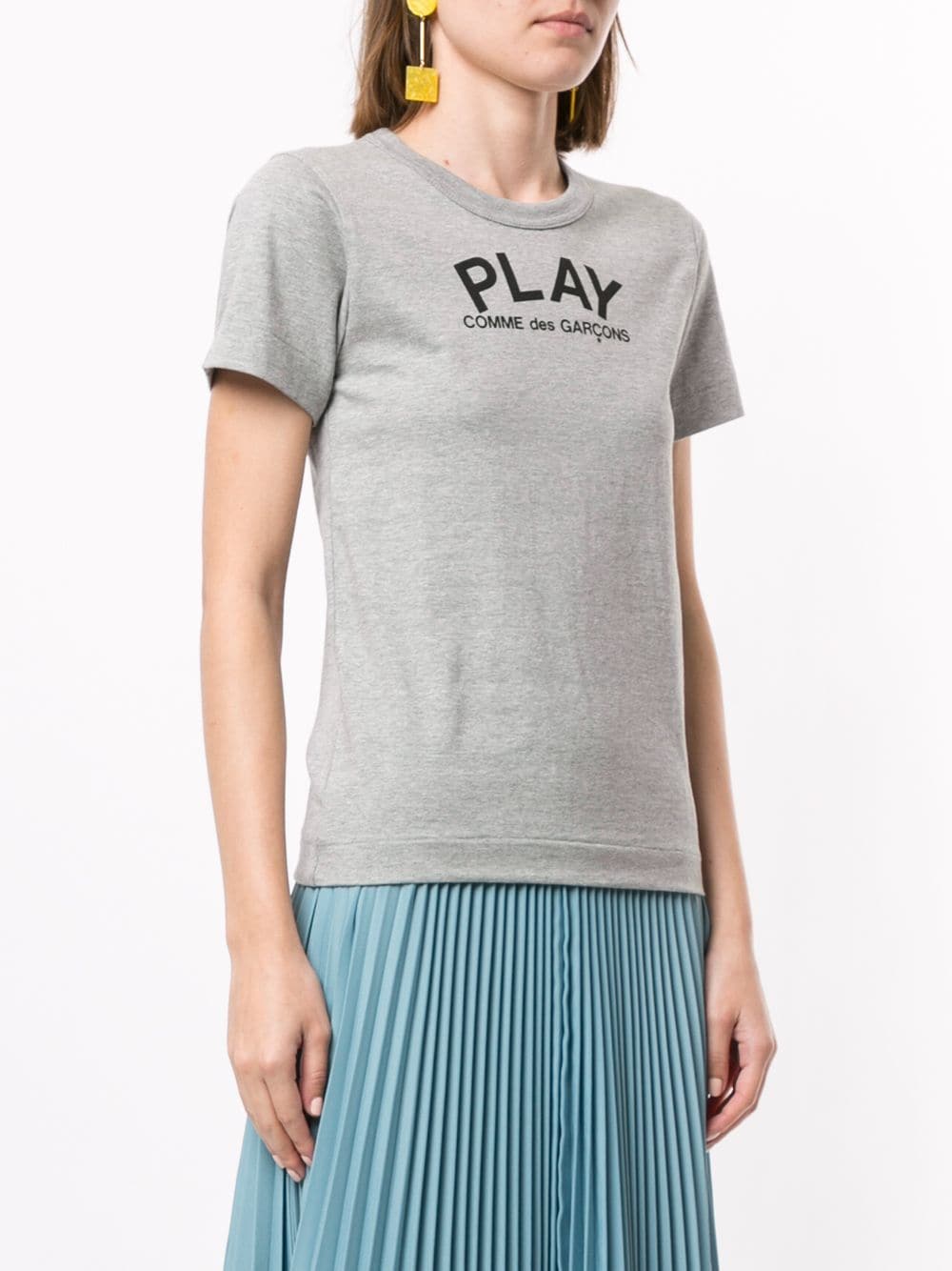 Shop Comme Des Garçons Play Logo Print Relaxed Fit T-shirt In Grey