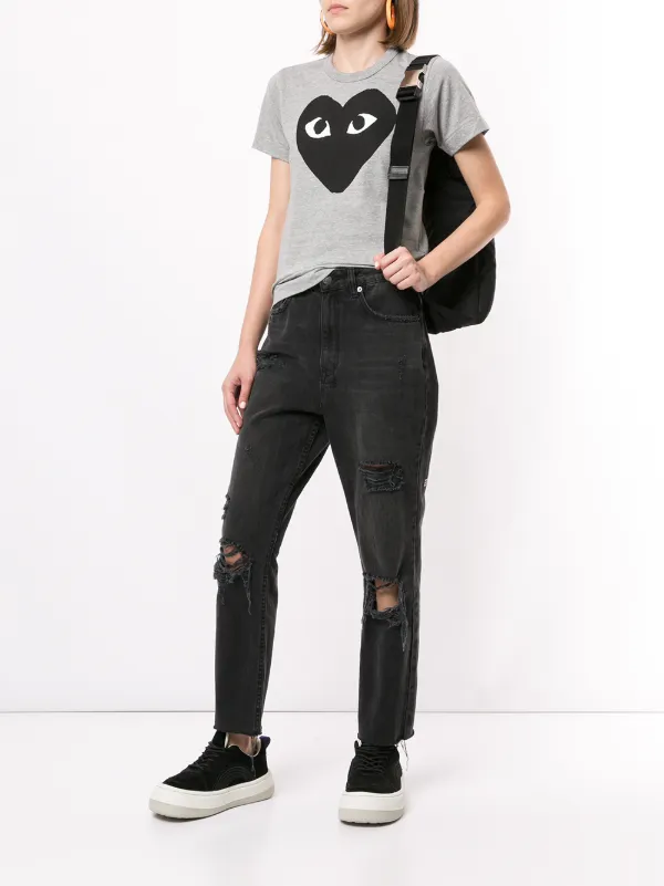 Comme Des Garçons Play logo-print T-shirt | Grey | FARFETCH