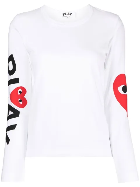 Comme Des Garçons Play top med rund hals og logotryk