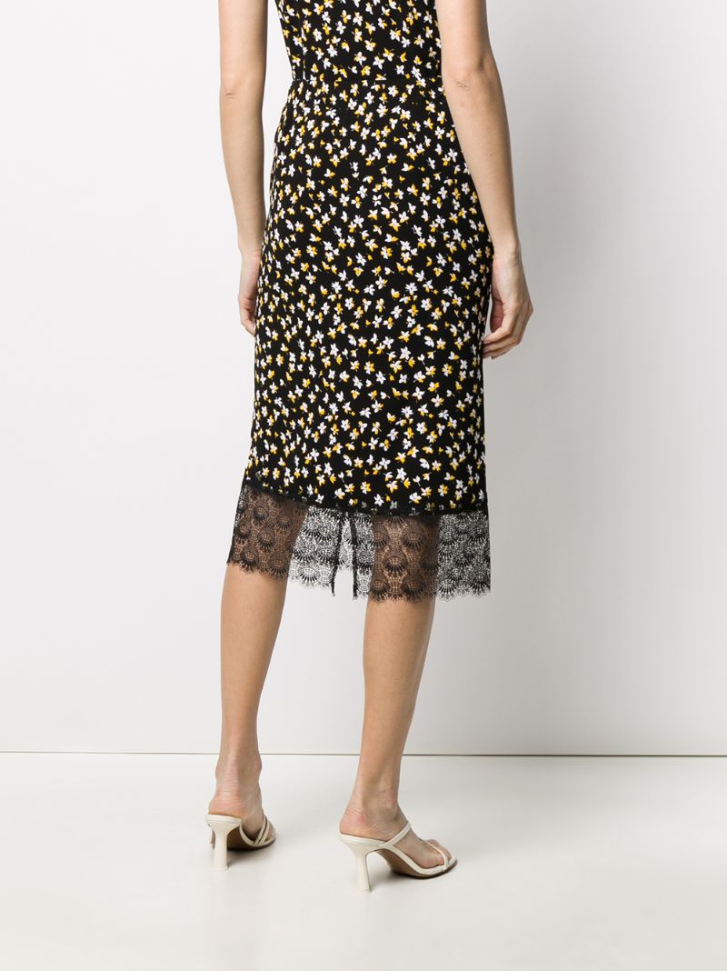 Shop Michael Michael Kors Floral-print Midi Skirt In Black