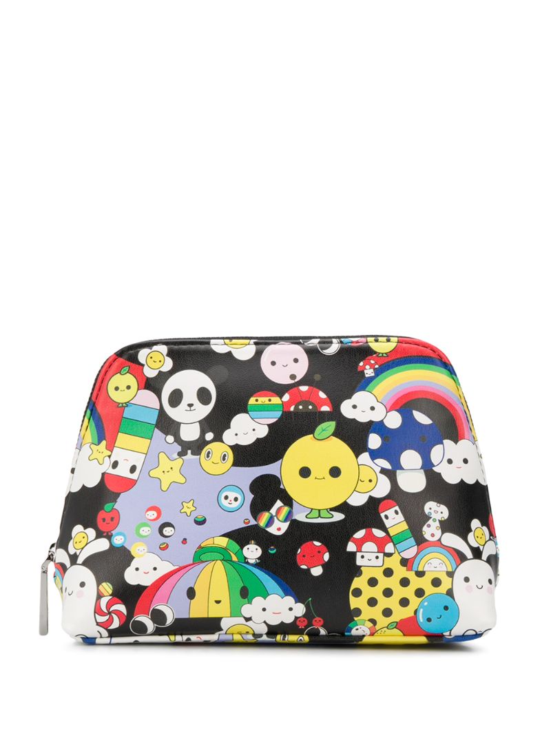 Alice And Olivia Abstract Cartoon Print Make Up Bag In Black