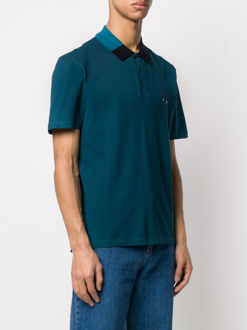 Shop Kenzo Block-panel Short Sleeved Polo Shirt In Blue