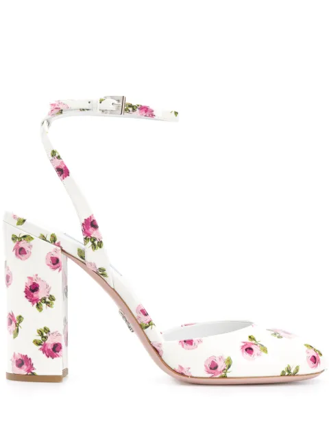 white floral pumps