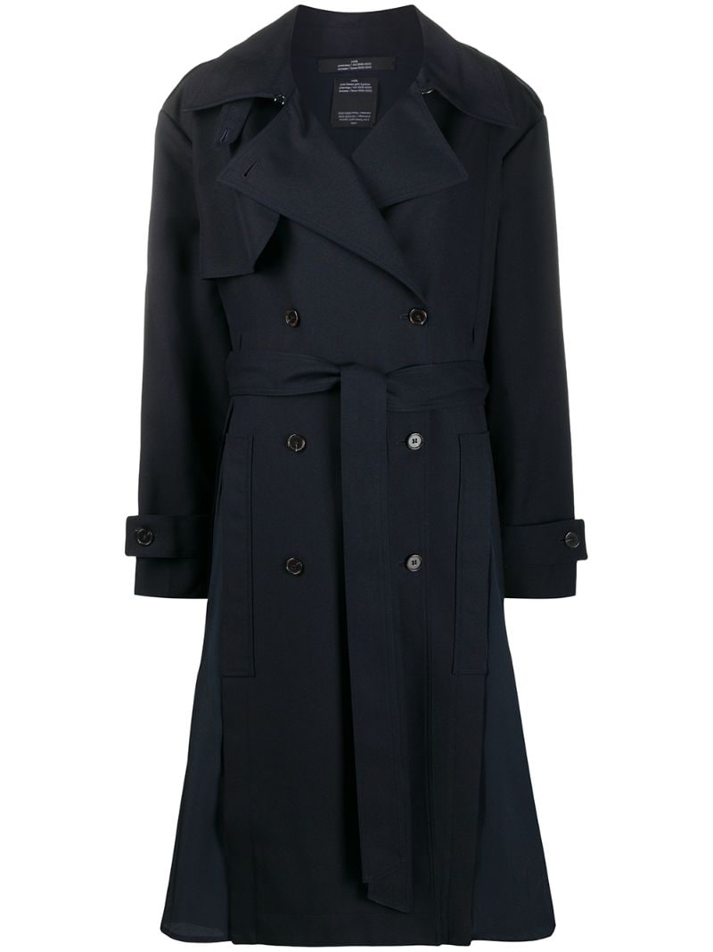 Rokh Double-breasted Trench Coat In Blue