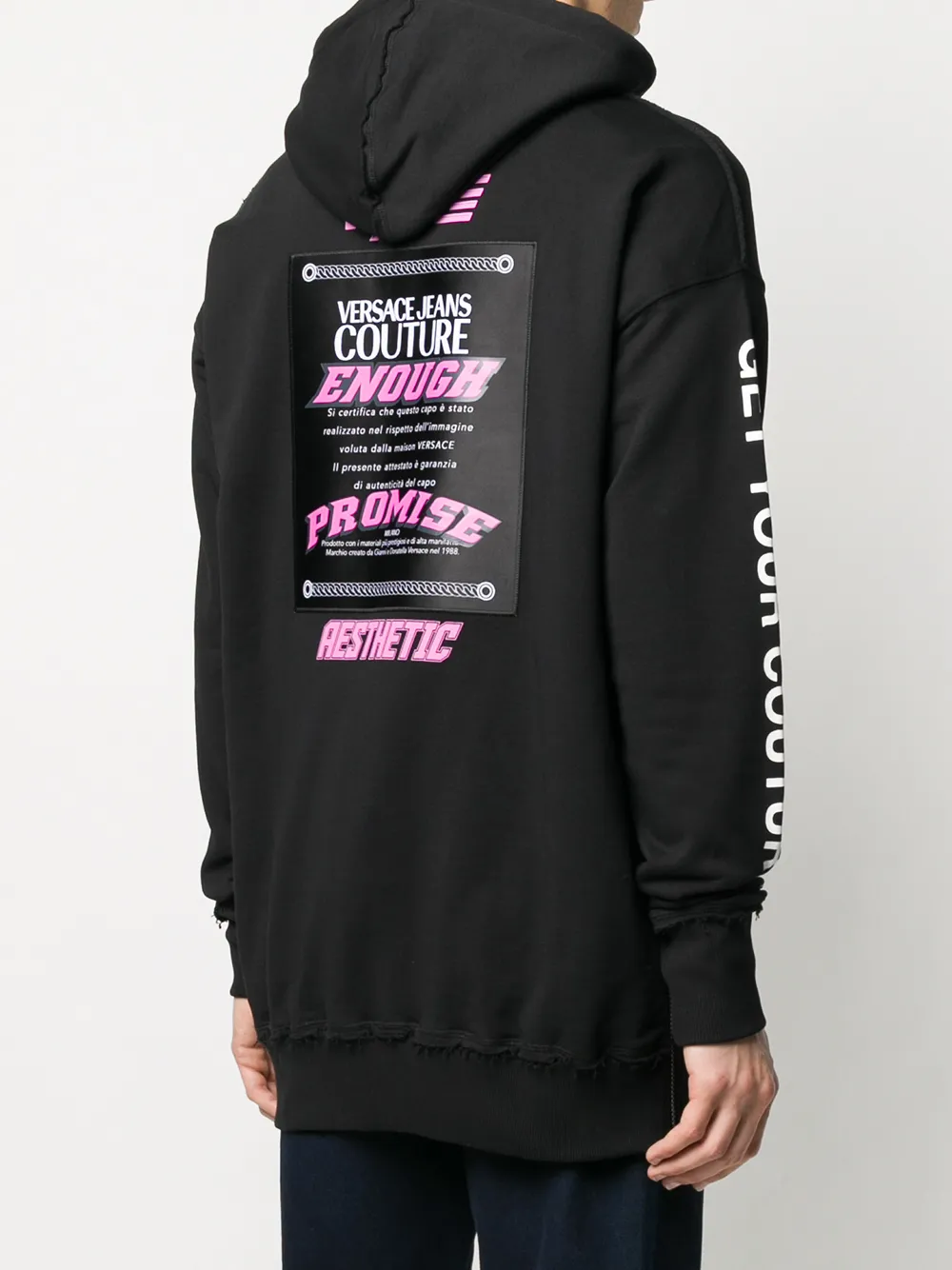 Versace Jeans Couture Hoodie met tekst Zwart