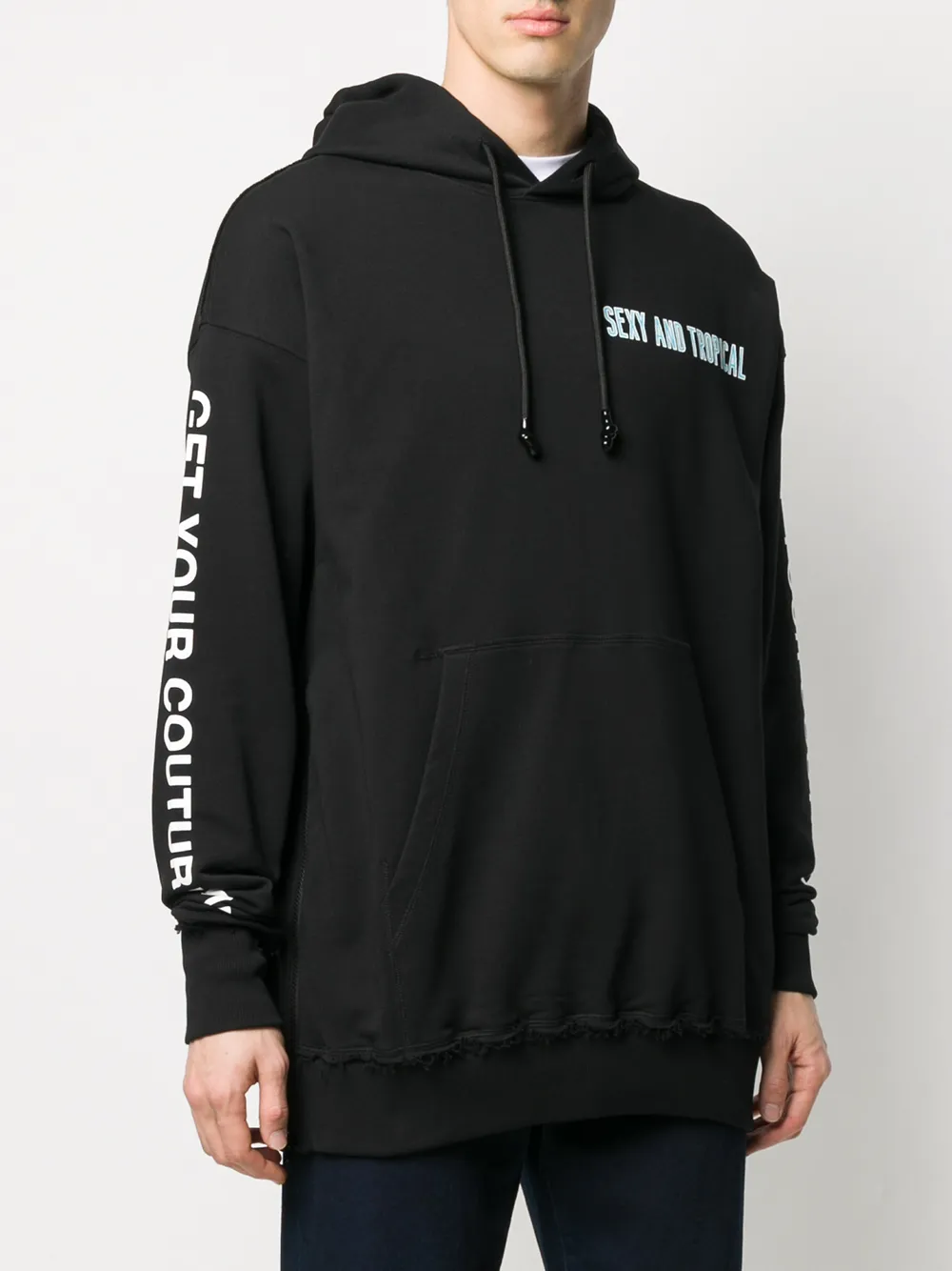 Versace Jeans Couture Hoodie met tekst Zwart