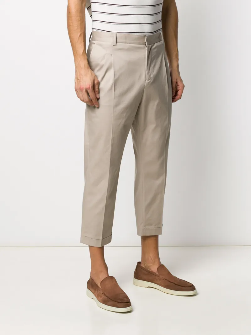 Daniele Alessandrini Cropped Tailored Trousers In Neutrals