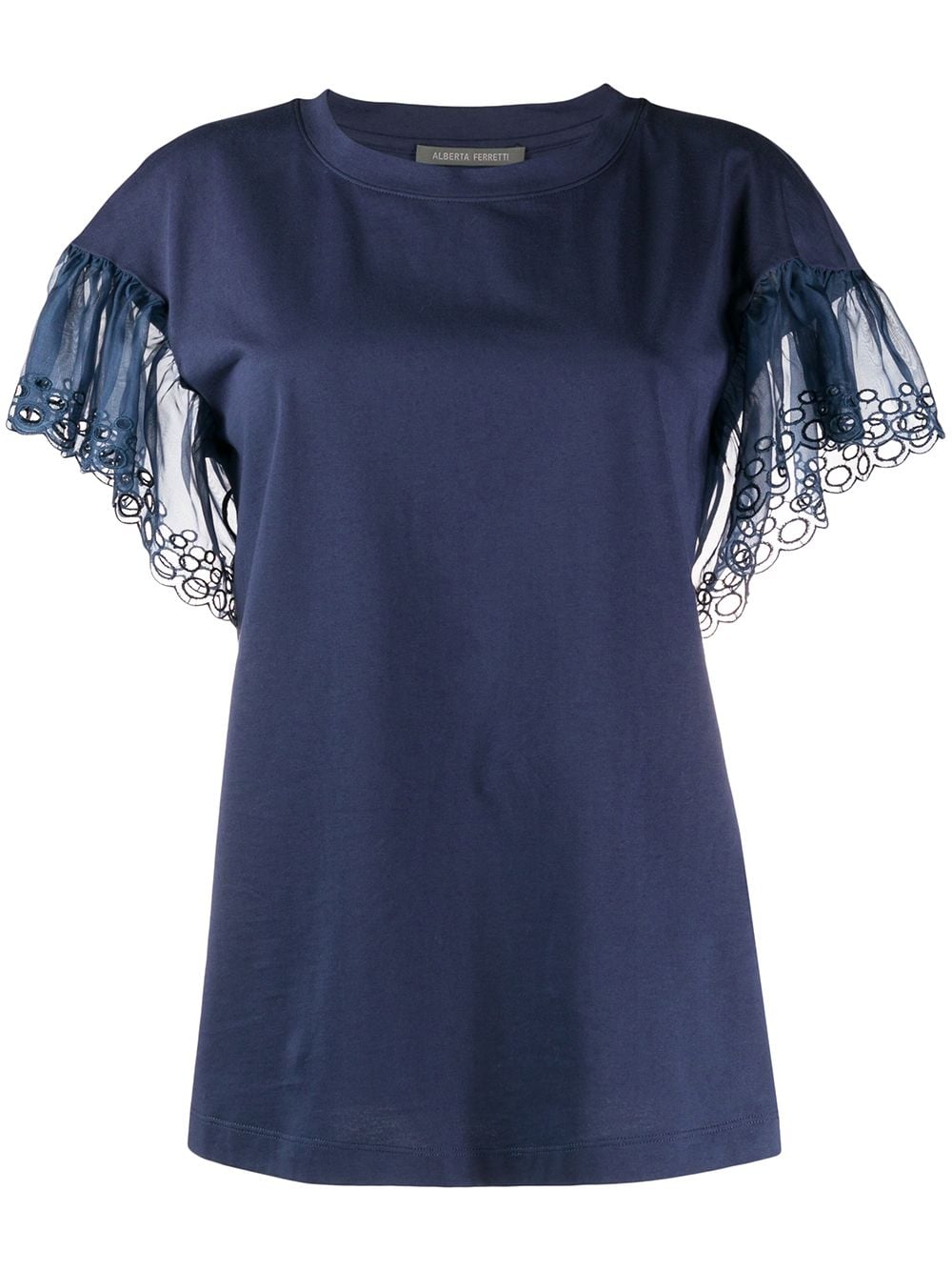Alberta Ferretti Ruffle Sleeve T-shirt In Blue