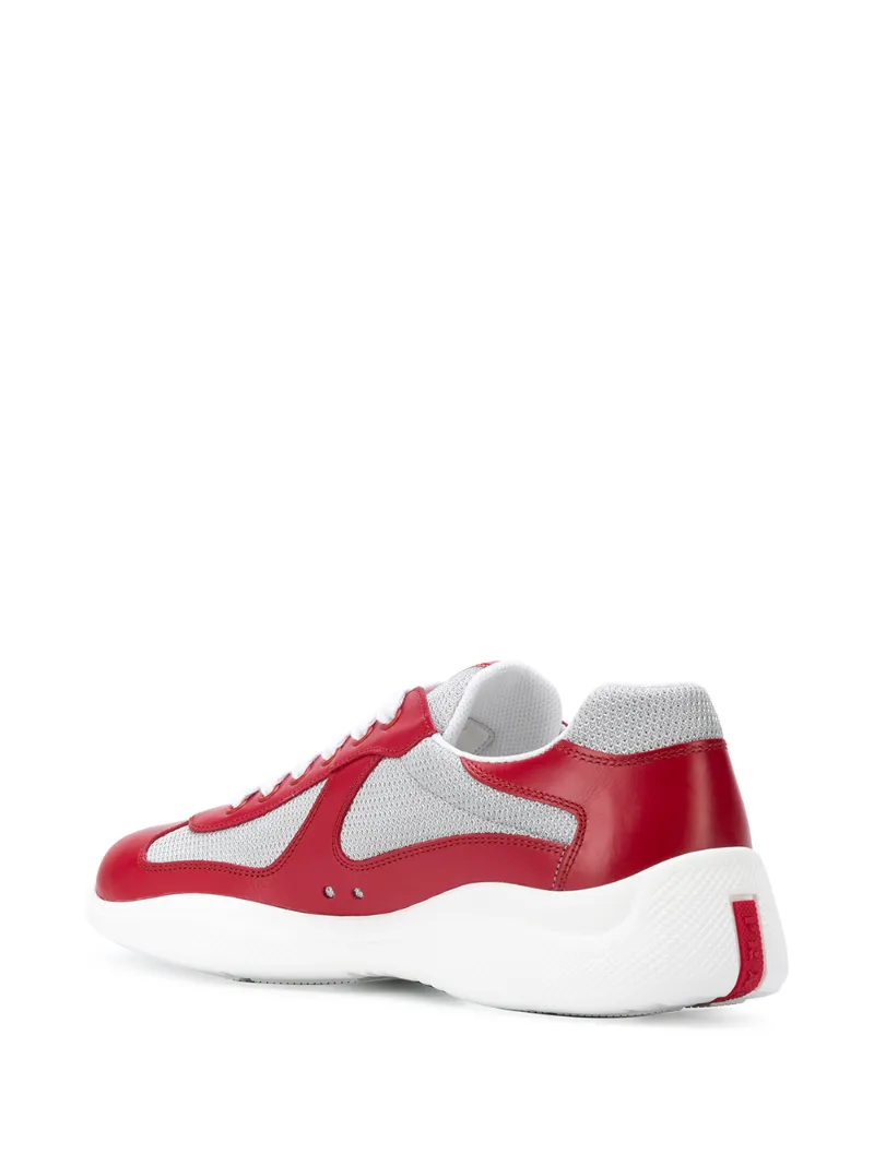 Prada Low Contrasting Panel Sneakers In Red