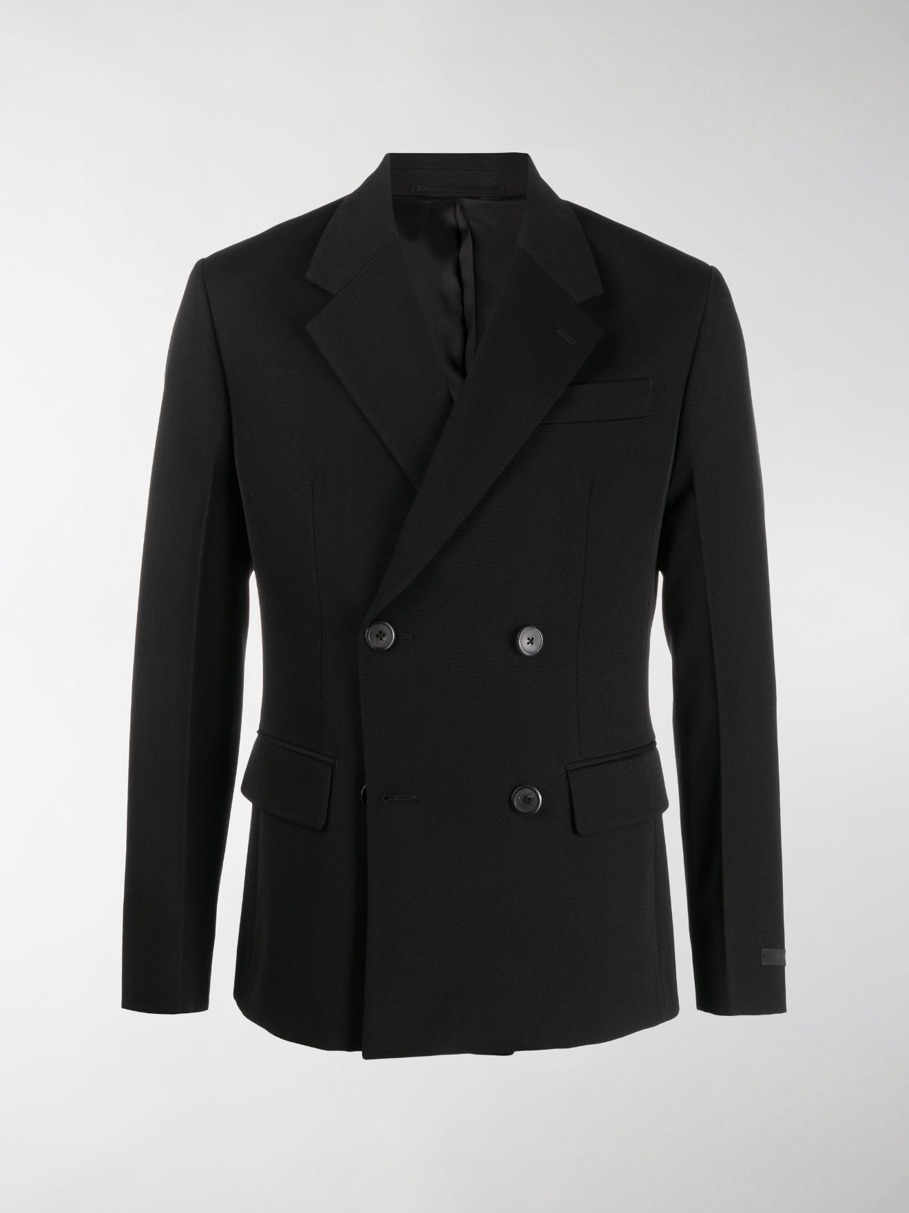 Prada skinny-fit double-breasted blazer black | MODES