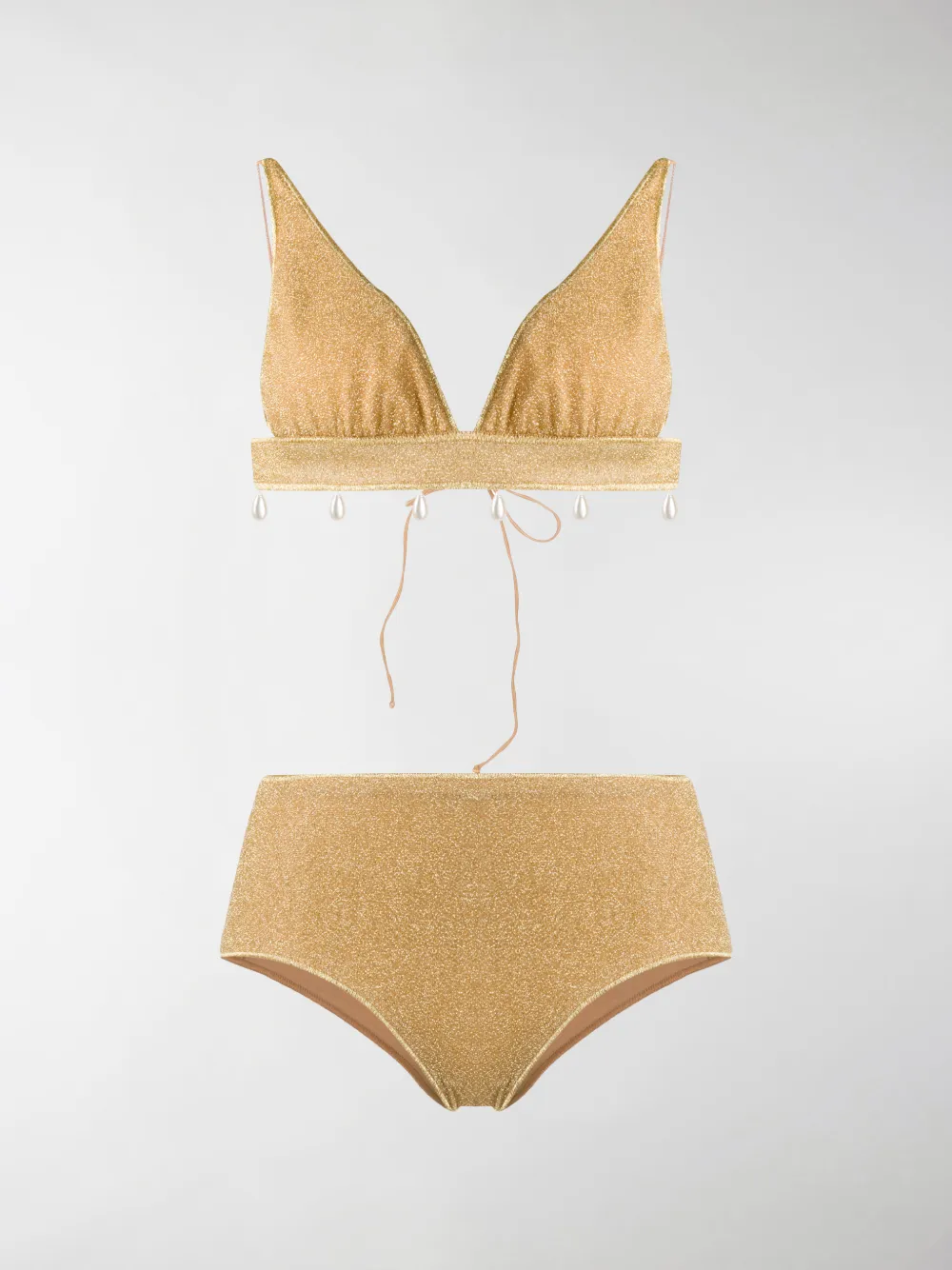 Oseree Oséree Lumière Embellished Bikini In Gold