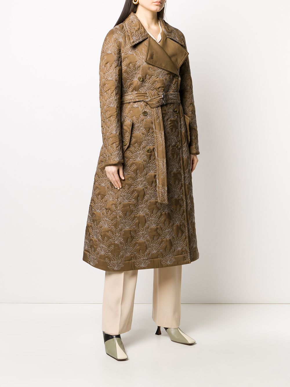 фото Chloé пальто с поясом и цветочным узором