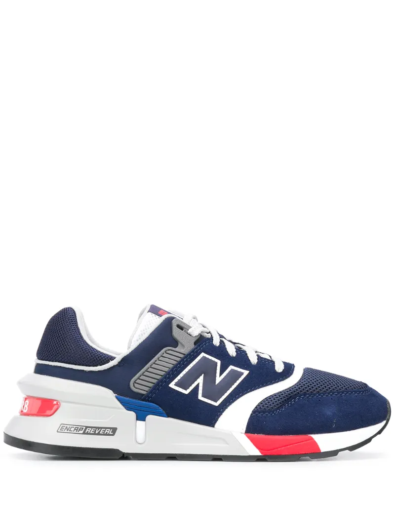 New Balance – logo patch low top sneakers – men – Cotton/Leather/Polyester/Rubber – 42, 43, 44, 45, 46.5 – Blue