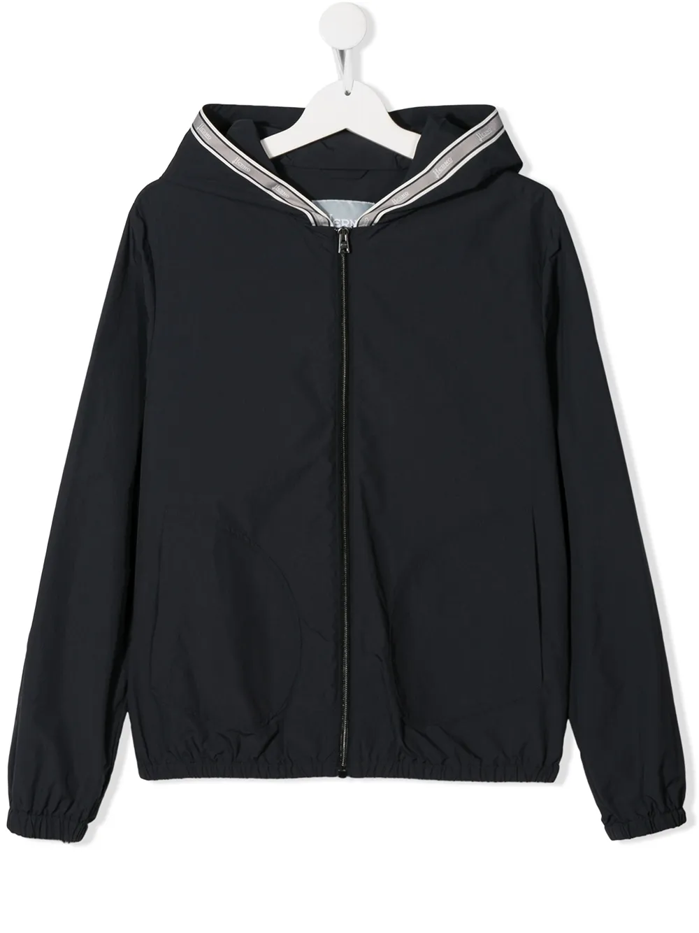 Herno Kids' Logo Stripe Hooded Jacket In Blue