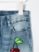 Monnalisa sequinned embroidered cherries jeans