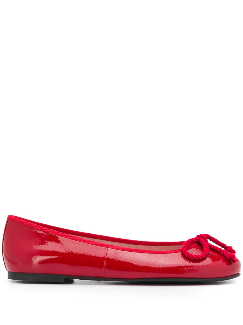 Pretty Ballerinas Rosario Bow Detail Ballerina Shoes In Red