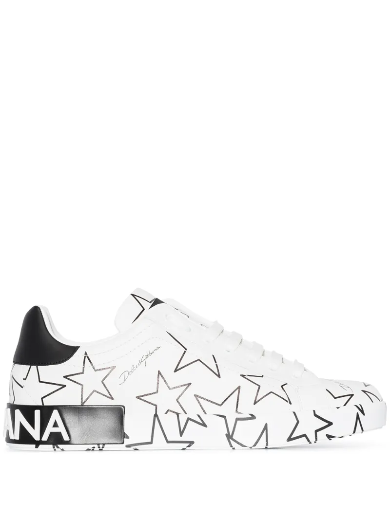 Dolce & Gabbana – Portofino star-print leather sneakers – men – Leather/Rubber – 42, 43, 39, 40, 41, 44, 45 – White