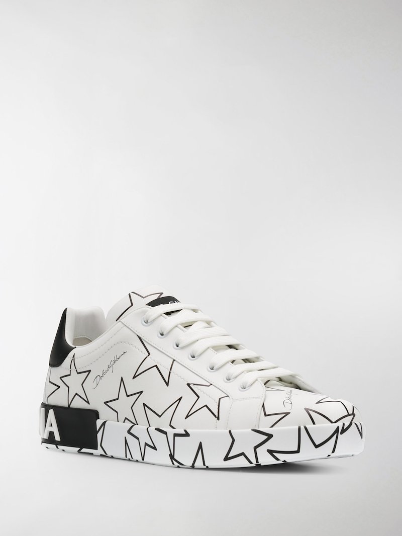 Dolce & Gabbana Portofino star-print leather sneakers white | MODES