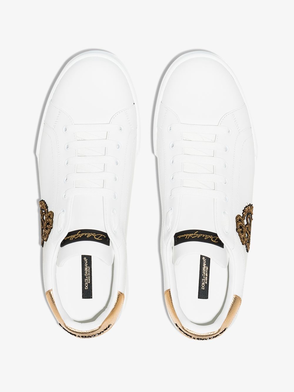 Shop Dolce & Gabbana Portofino Crown-patch Leather Sneakers - Men's - Leather/rubber In White