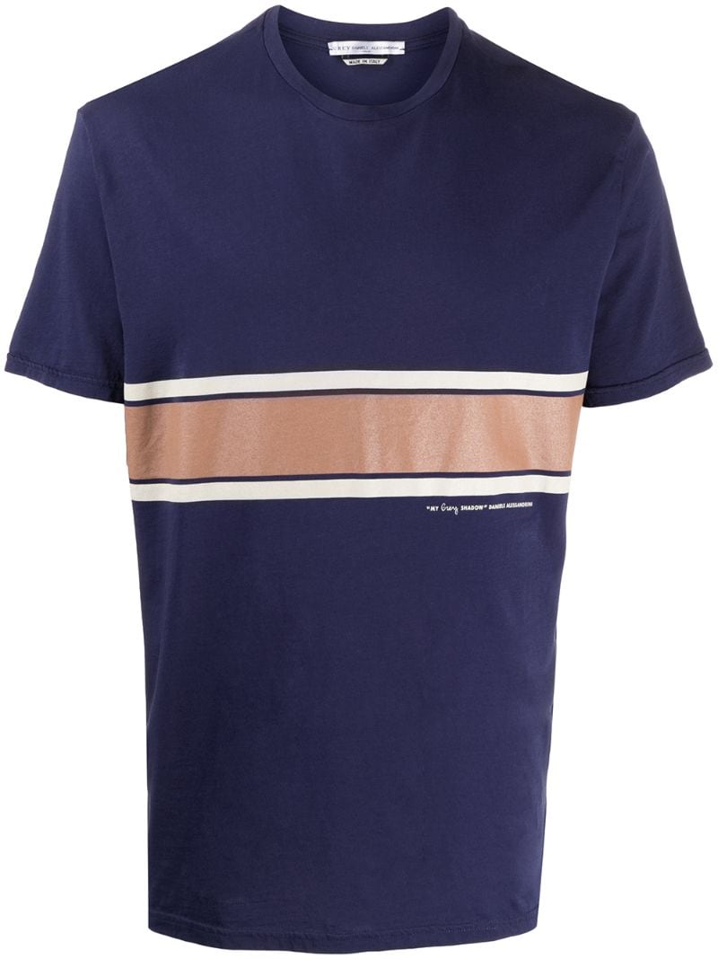 Daniele Alessandrini Chest Stripe Crew Neck T-shirt In Blue