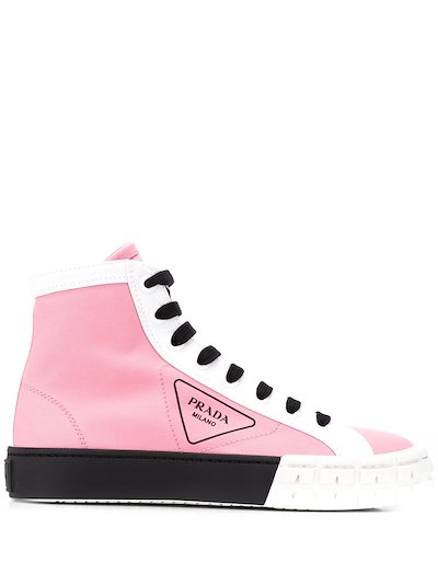 Prada high-top gabardine sneakers pink | MODES