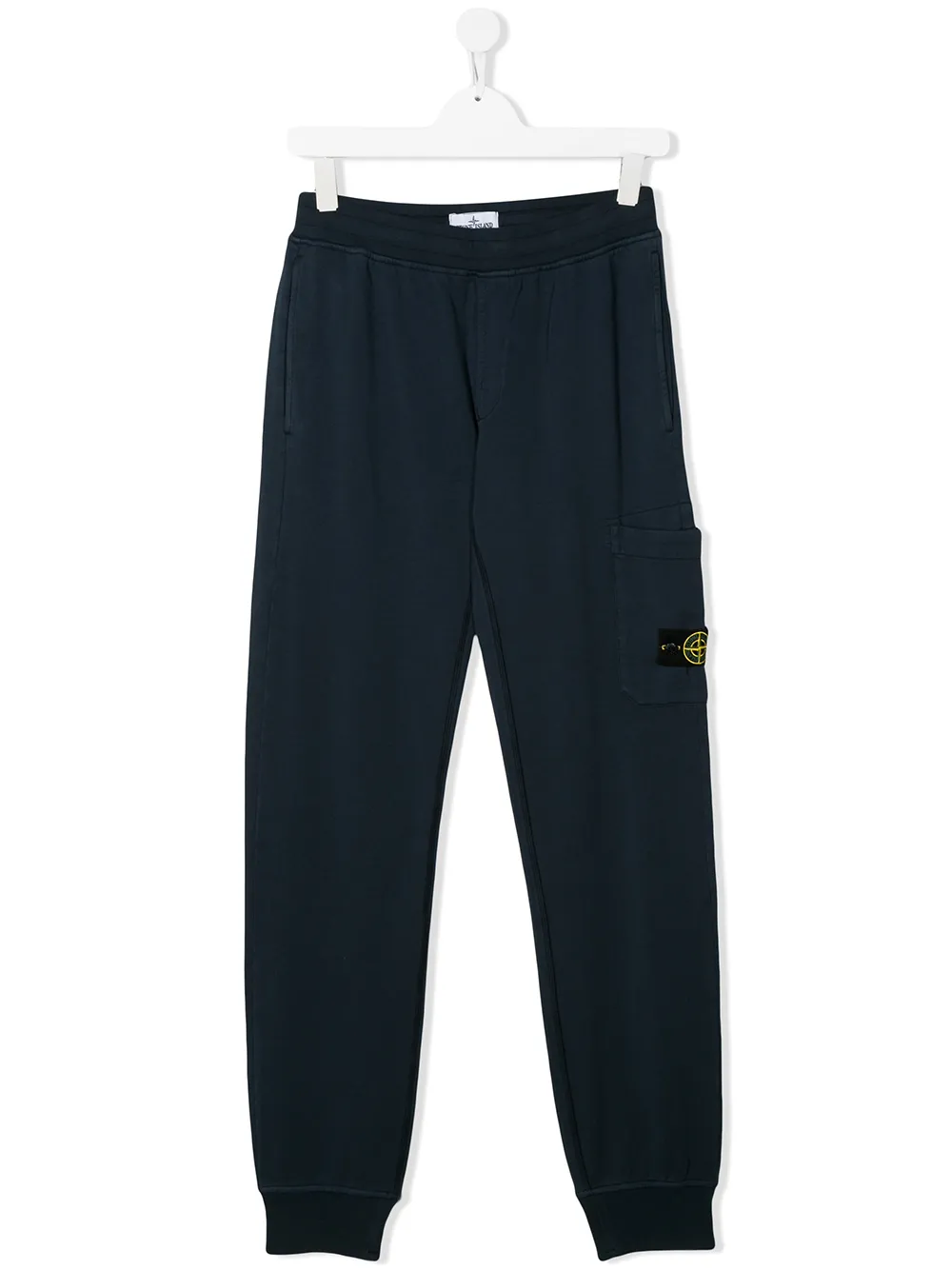 Stone Island Kids' Straight Fit Patch Pocket Sweat Trousers In Blue