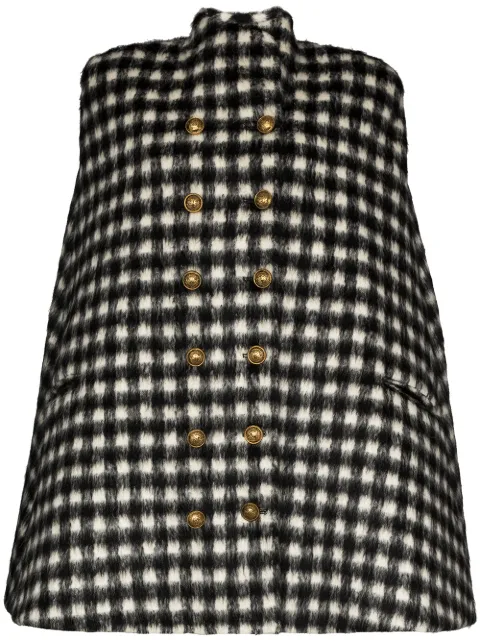 Balmain كيب بأزرار وكاروهات جينغهام