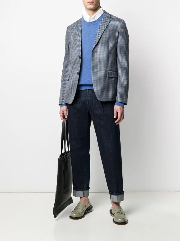 ジャケット Prada Glencheck Blazer Prada Checked Blazer | Blue | FARFETCH