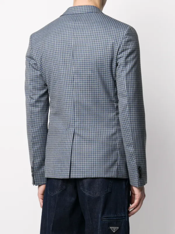 ジャケット PRADA GLENCHECK BLAZER Prada Checked Blazer | Blue | FARFETCH