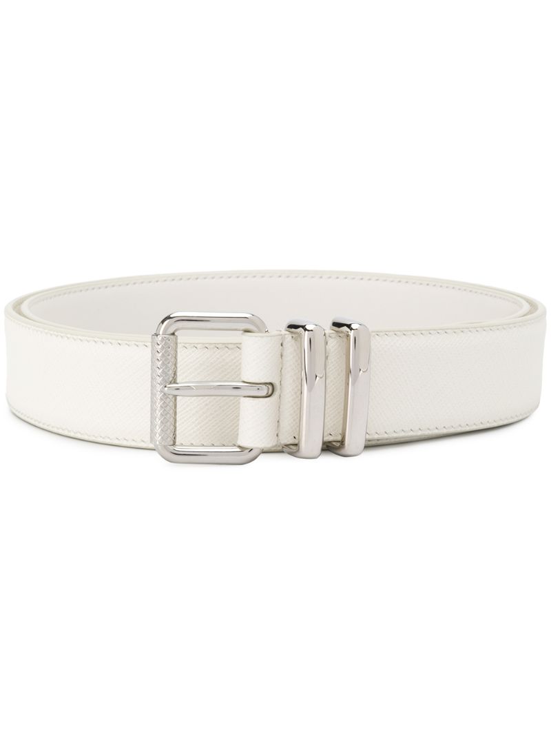 Prada Saffiano Leather Belt In White