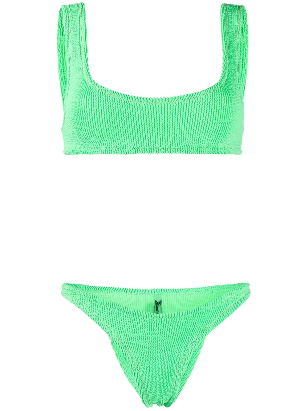 Reina Olga Ginny Ribbed Bikini Set In 绿色
