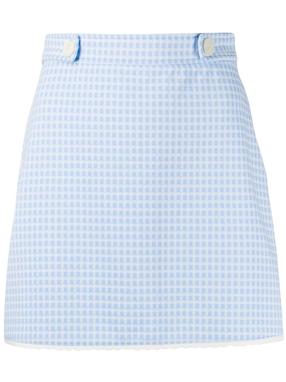 Miu Miu A-line Gingham Seersucker Mini-skirt In Blau