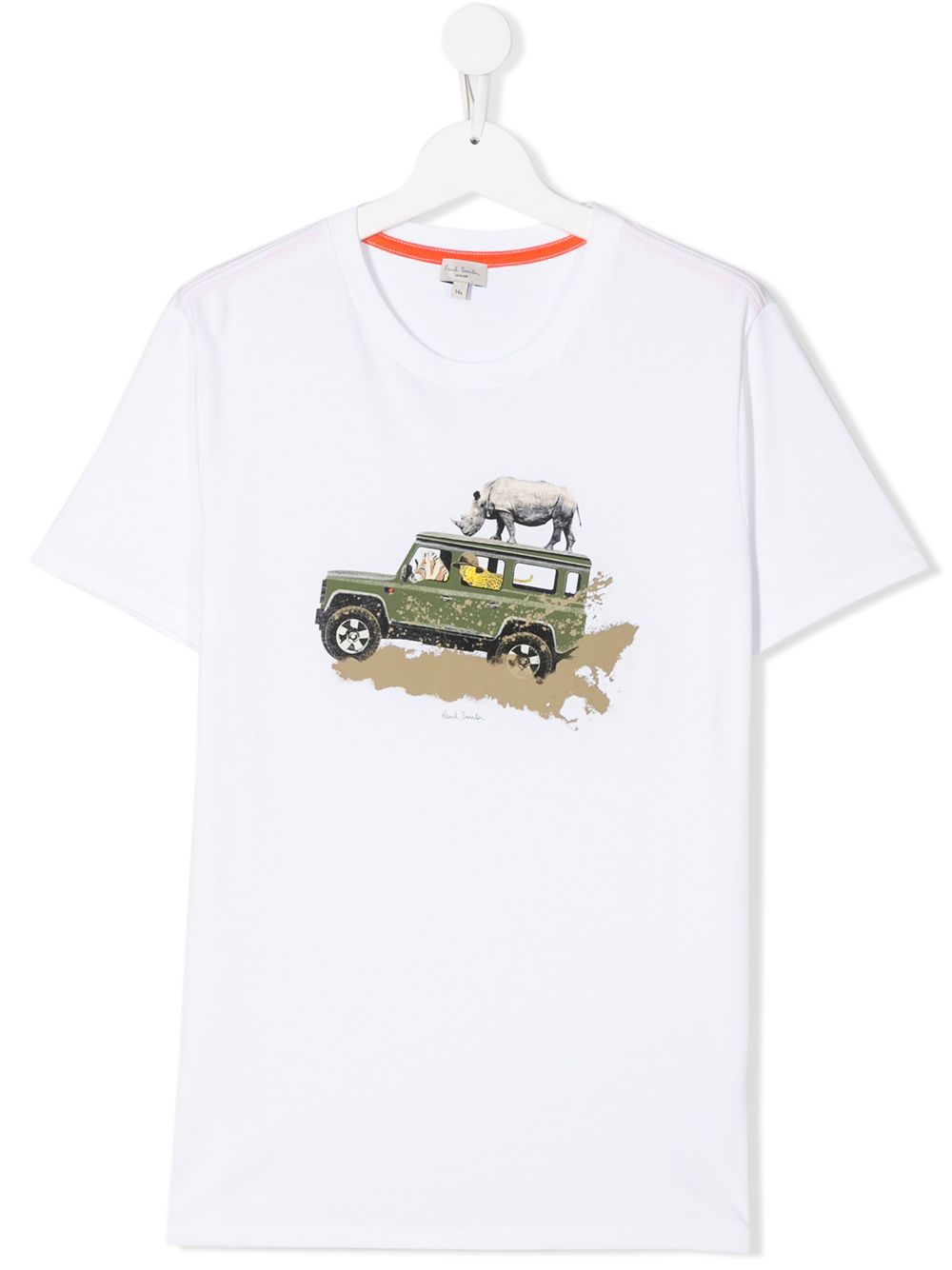 Shop Paul Smith Junior Short Sleeve Safari Truck Print T-shirt In White
